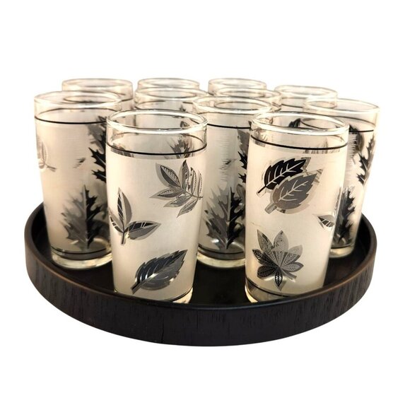 Set Of 4 Vintage Libbey Silver Foliage Juice Glasses 6 Oz Mid-Century Modern Des - Picture 9 of 9